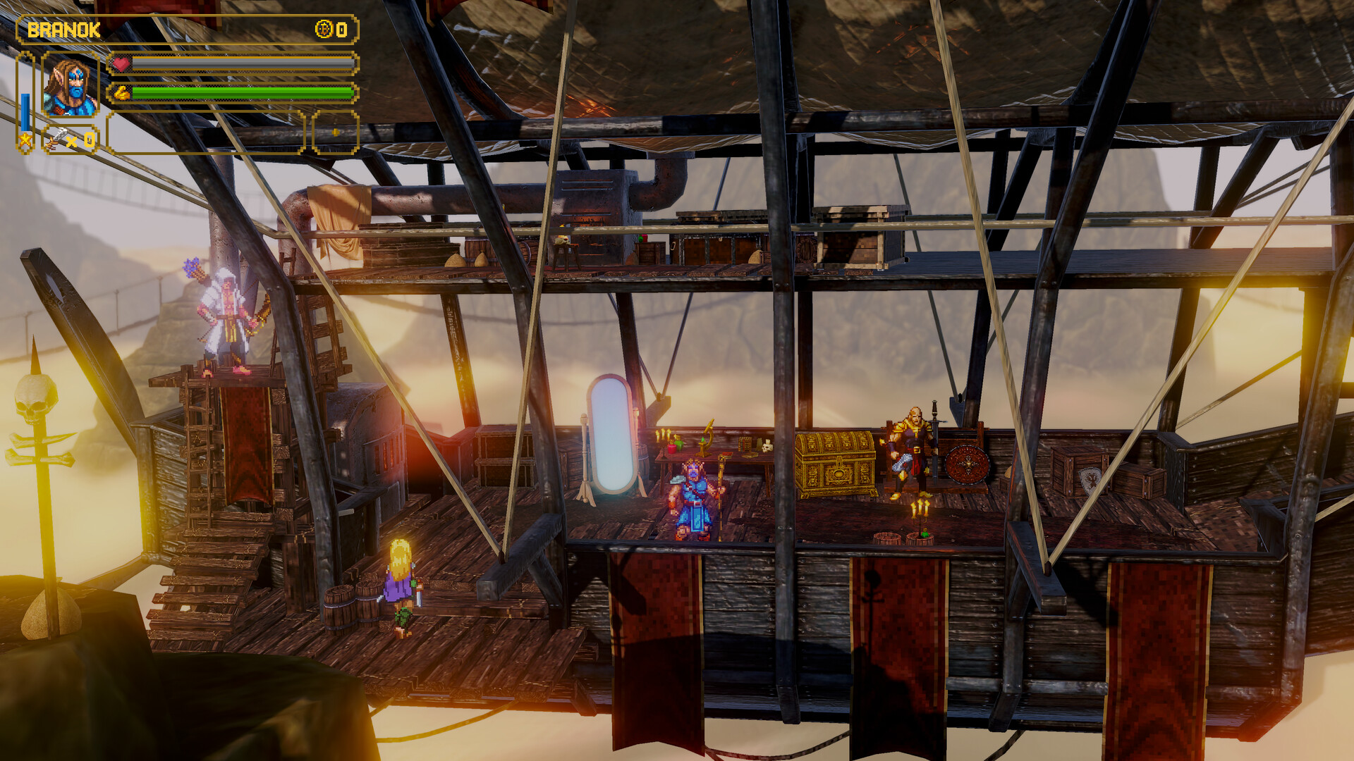 Exploring a wooden airship hub